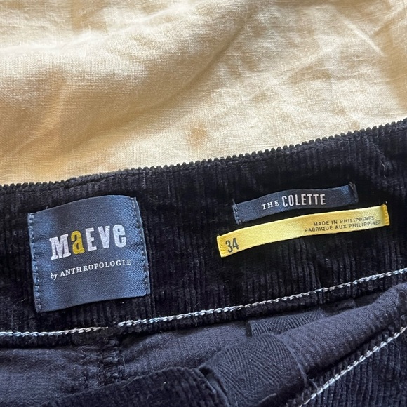 Anthropologie Maeve The Colette Black Corduroy Pants Size 34 - Picture 3 of 3
